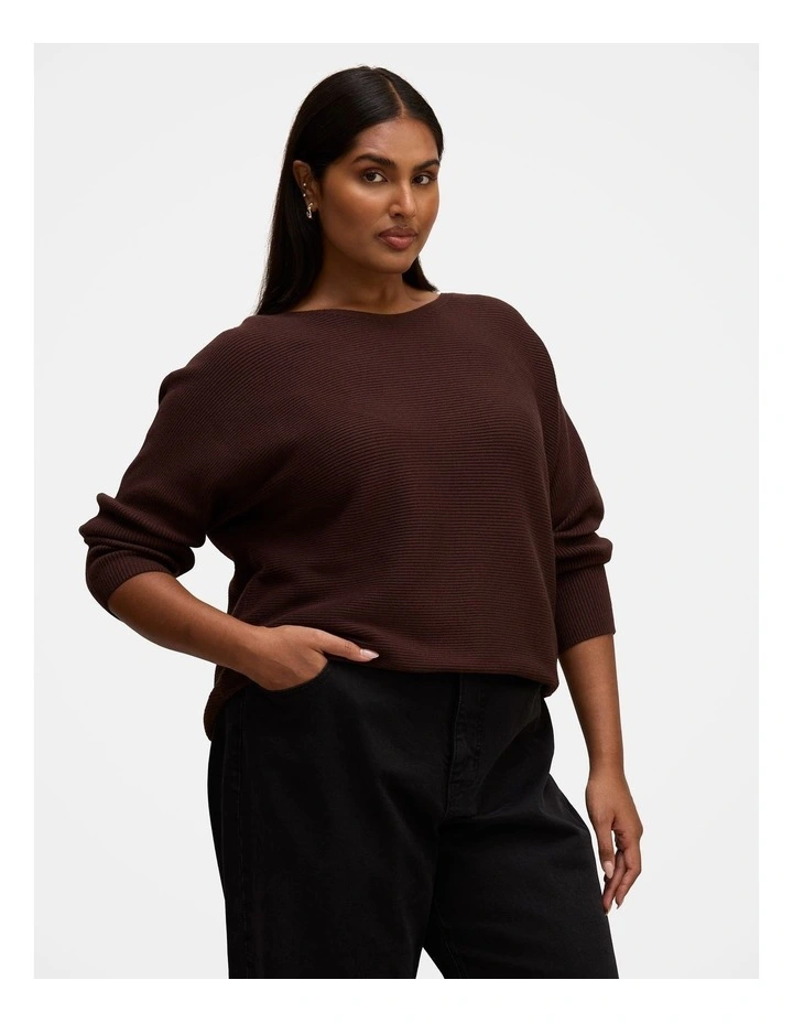 Gabbie Curve Essential Sweater in Chocolate image 3