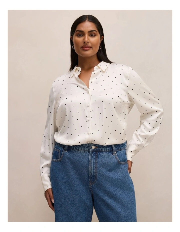 Coco Satin Shirt in Cream image 1