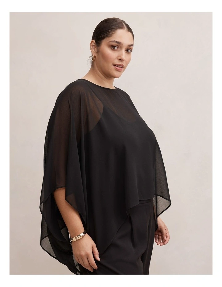 Gia Sheer Cape in Black image 3