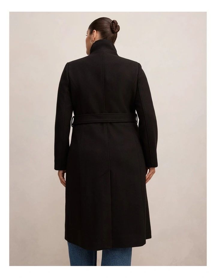 Phoebe Funnel Neck Coat in Black image 2