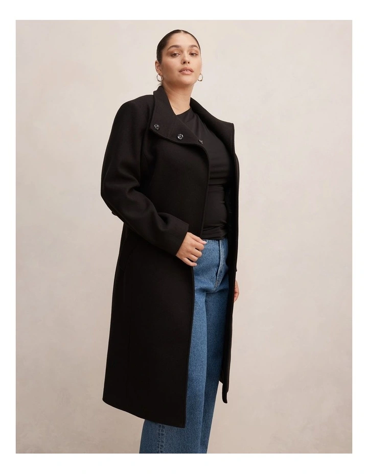 Phoebe Funnel Neck Coat in Black image 3