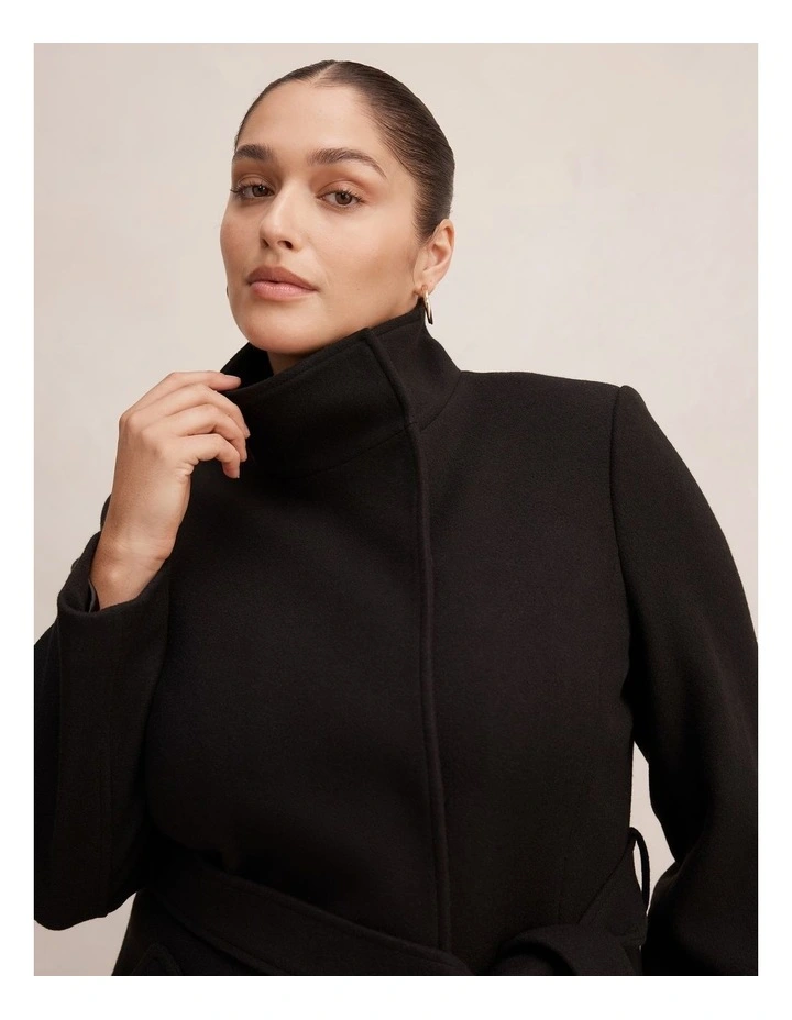 Phoebe Funnel Neck Coat in Black image 4