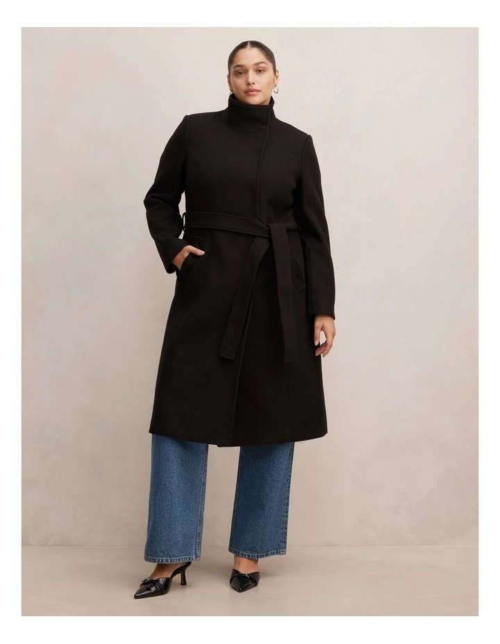 Phoebe Funnel Neck Coat in Black image 5