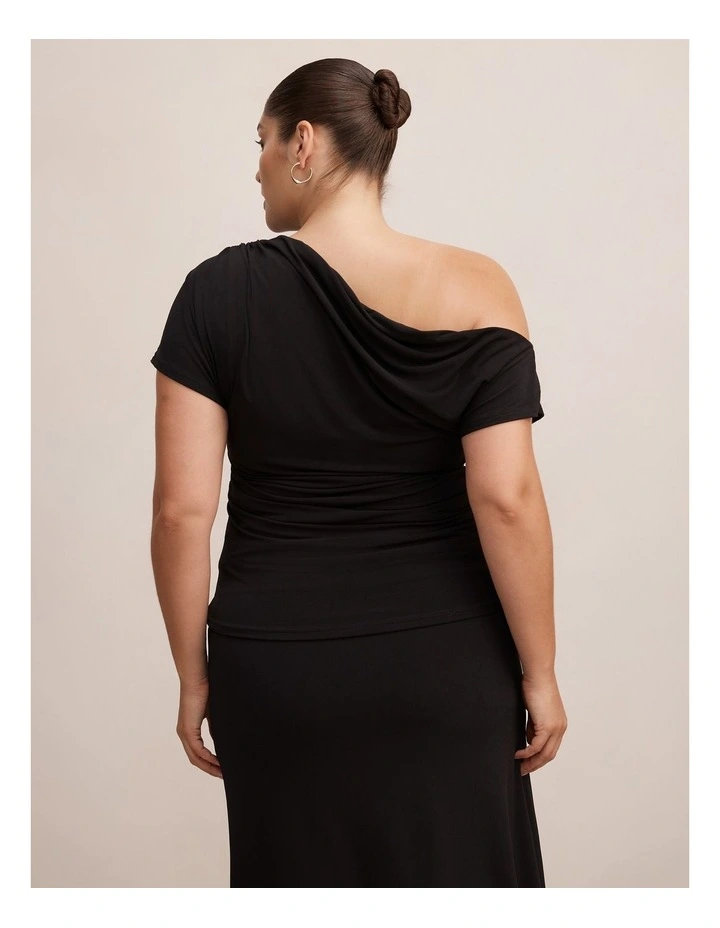Sofia Asymmetric Tipped Top in Black image 2