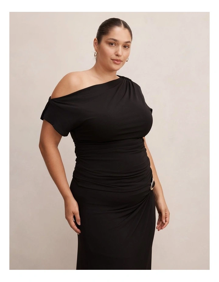 Sofia Asymmetric Tipped Top in Black image 3