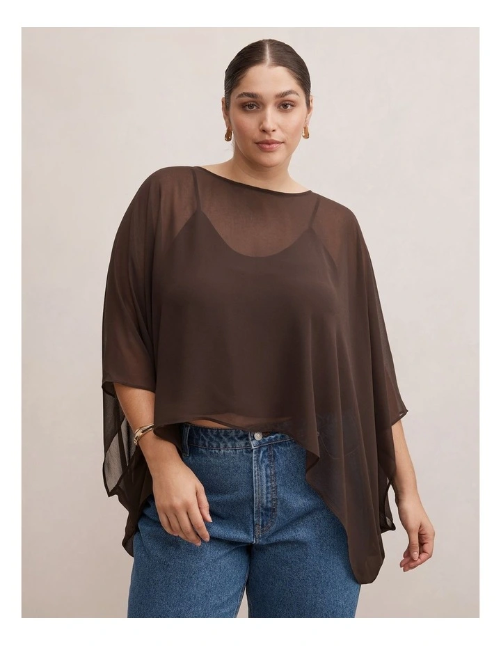 Gia Curve Sheer Cape in Brown image 1