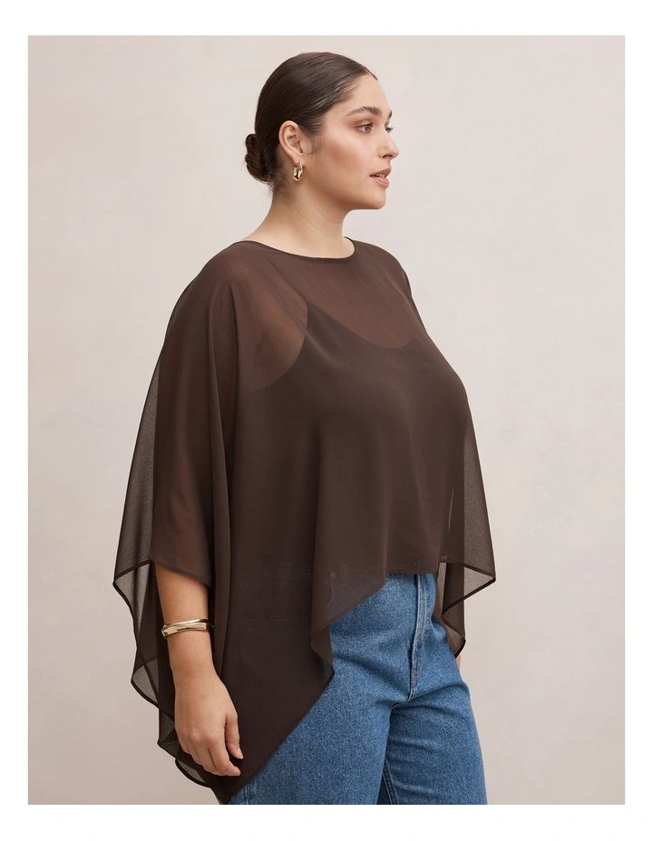 Gia Curve Sheer Cape in Brown image 3
