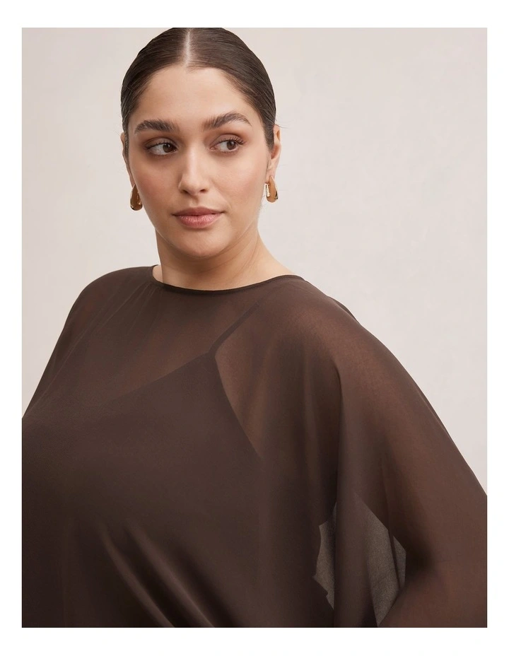 Gia Curve Sheer Cape in Brown image 4