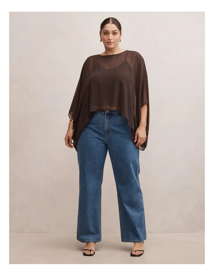 Gia Curve Sheer Cape in Brown image 5