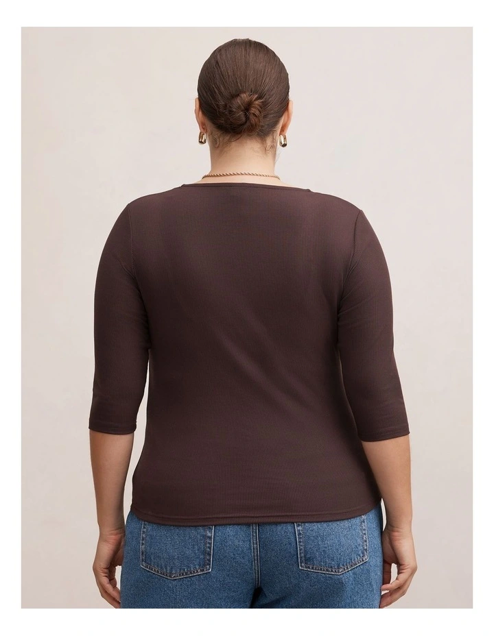 Selena Trim Lace Top in Brown image 2