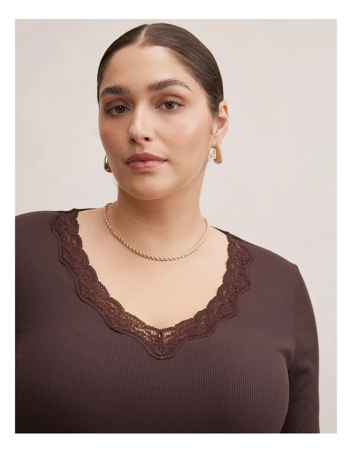 Selena Trim Lace Top in Brown image 4