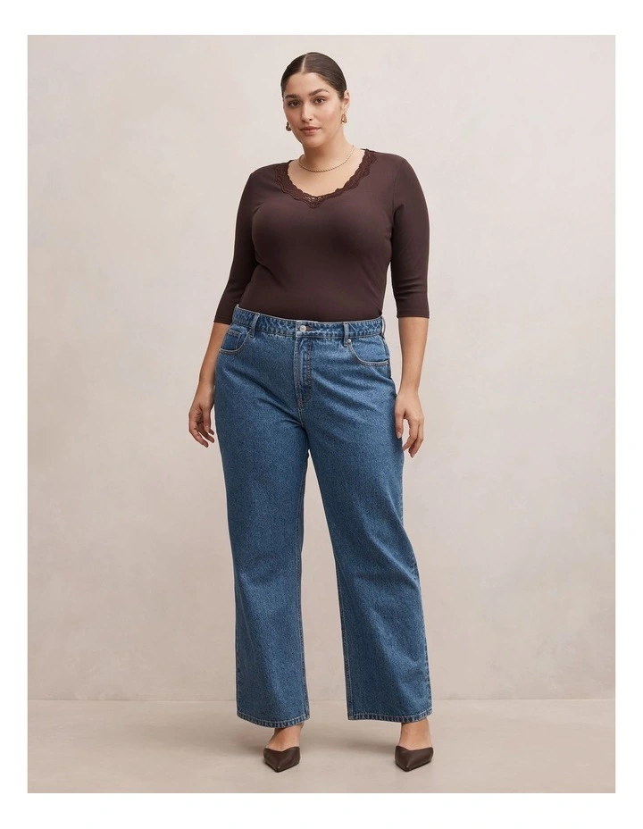 Selena Trim Lace Top in Brown image 5