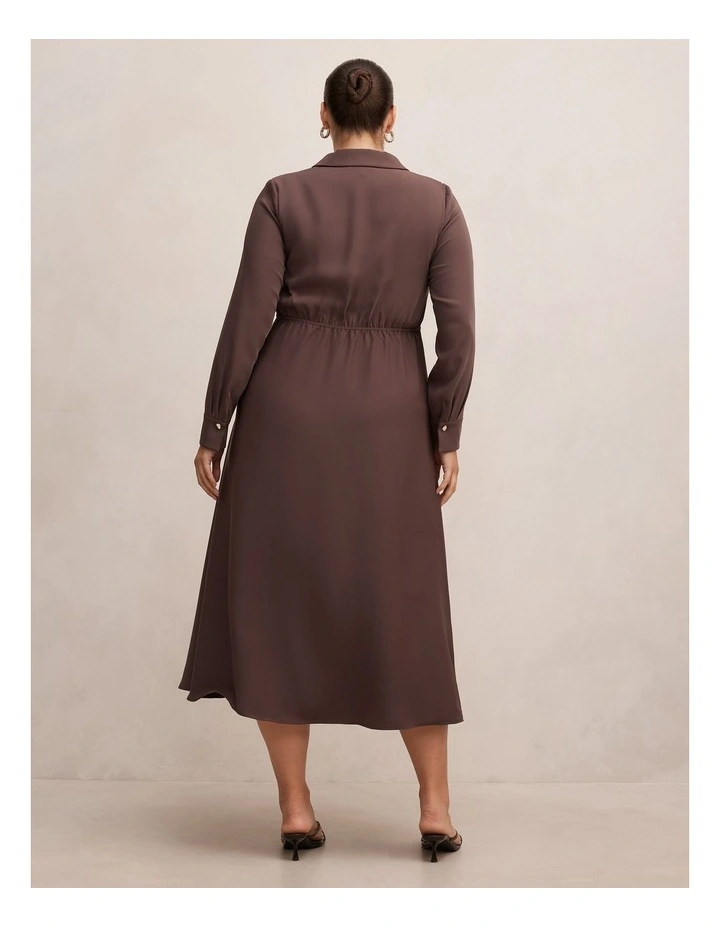 Francesca Shirt Midi Dress in Brown image 2