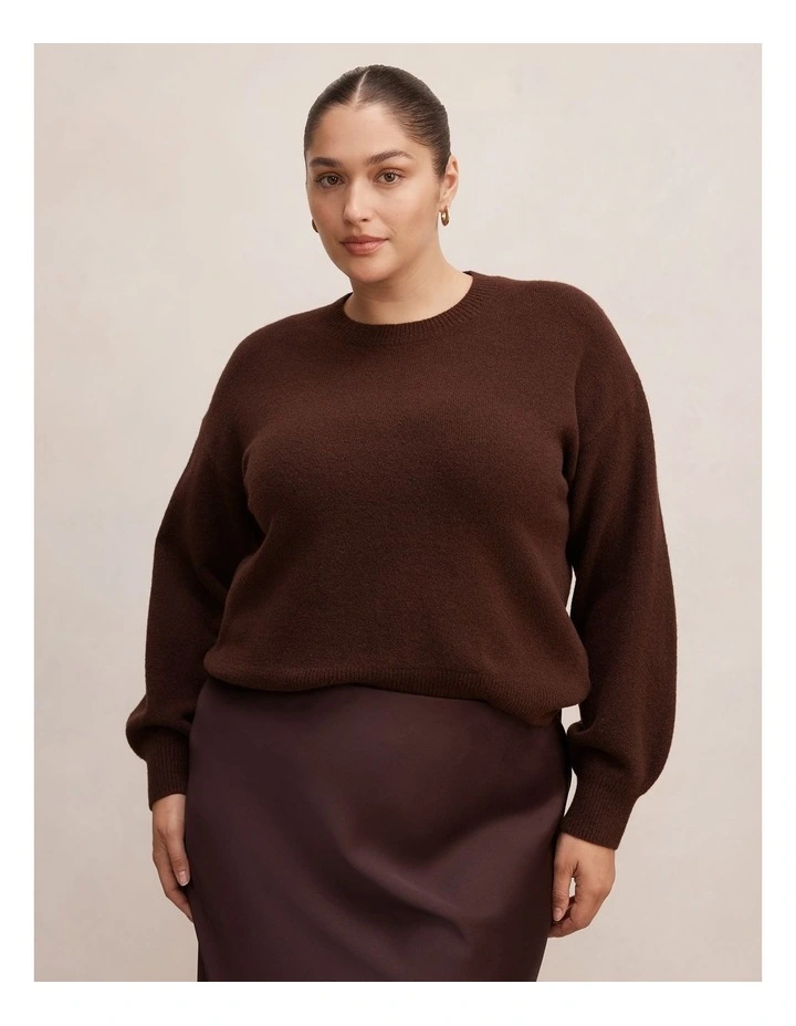 Ruby Crew Neck Jumper in Chocolate image 1