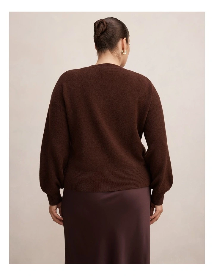 Ruby Crew Neck Jumper in Chocolate image 2