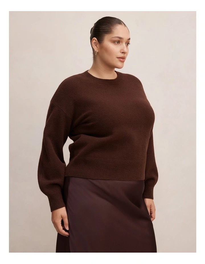 Ruby Crew Neck Jumper in Chocolate image 3