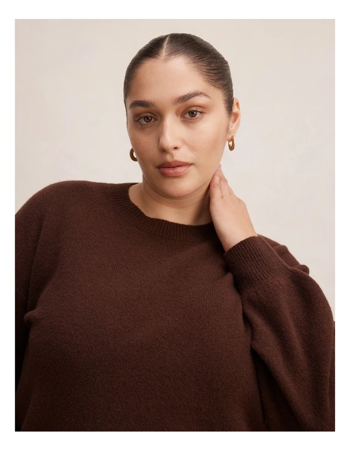 Ruby Crew Neck Jumper in Chocolate image 4