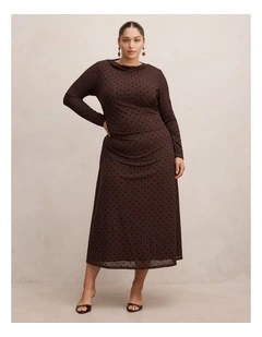 Bonnie Mesh Midi Dress in Brown