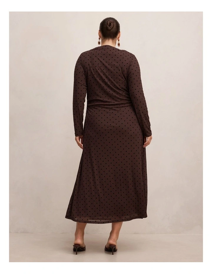Bonnie Mesh Midi Dress in Brown image 2