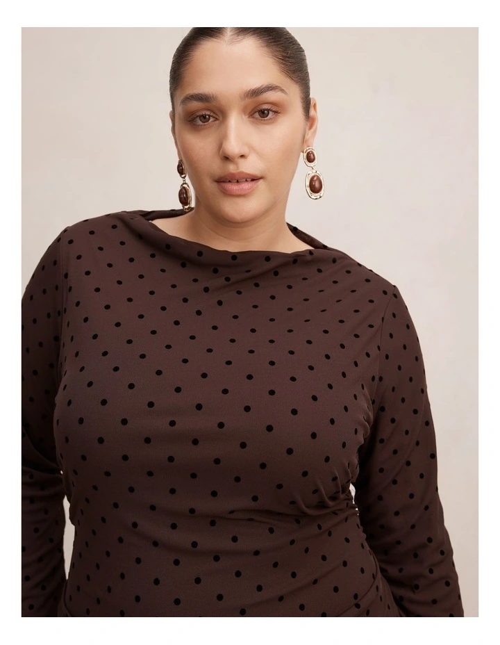 Bonnie Mesh Midi Dress in Brown image 4