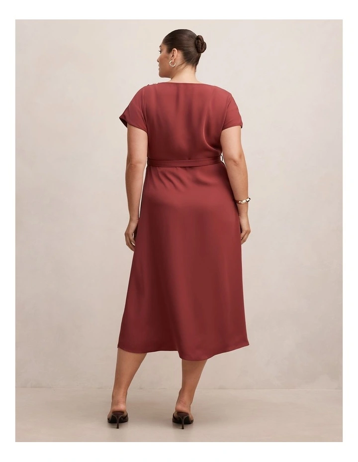 Kylee Button Neck Dress in Red image 2