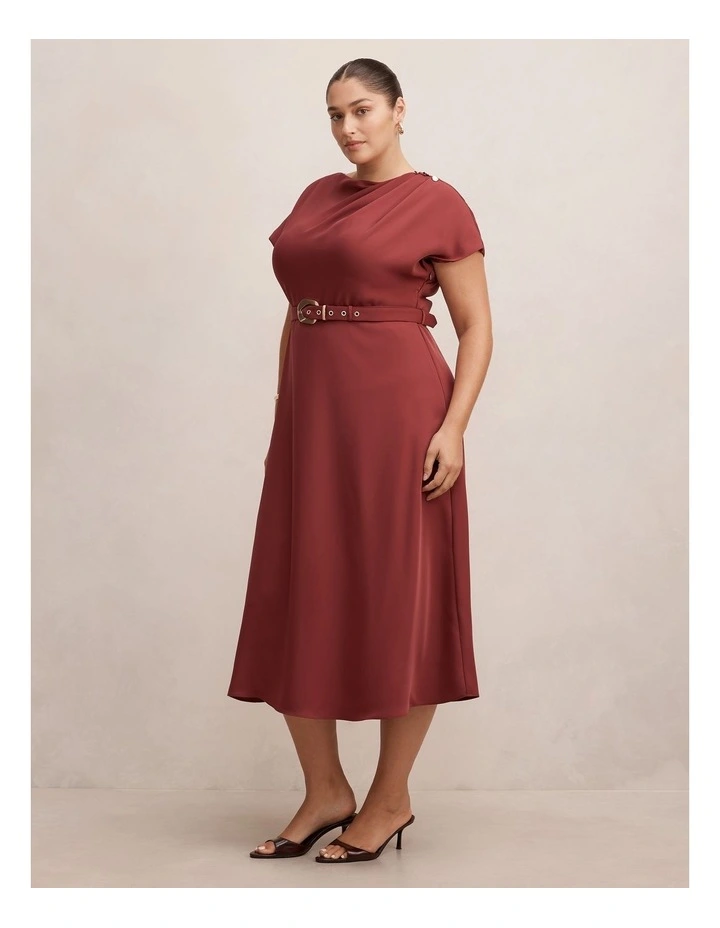 Kylee Button Neck Dress in Red image 3