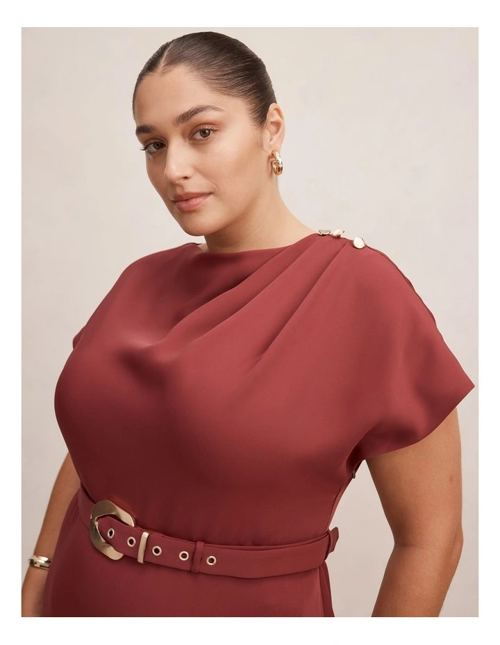 Kylee Button Neck Dress in Red image 4