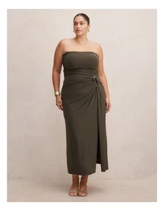 Keely Strapless Jersey Maxi Dress in Green