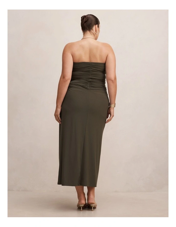 Keely Strapless Jersey Maxi Dress in Green image 2