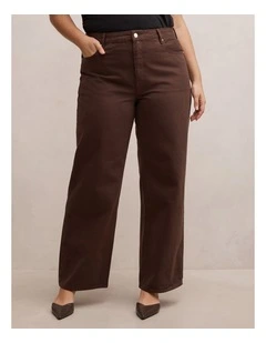 Gia High Rise Wide Leg Jeans in Brown