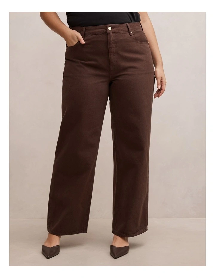 Gia High Rise Wide Leg Jeans in Brown image 1