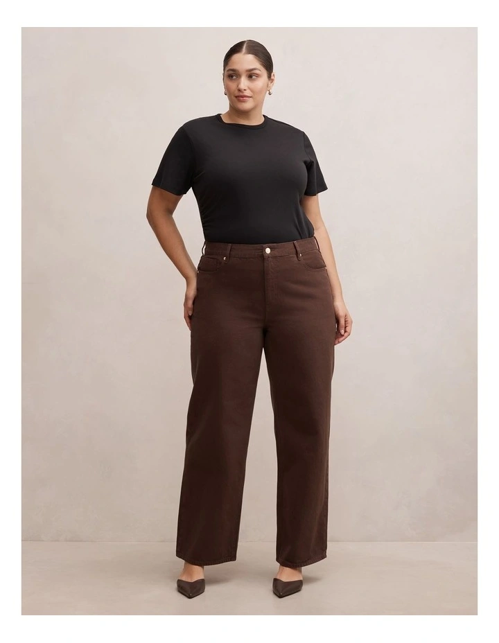 Gia High Rise Wide Leg Jeans in Brown image 5