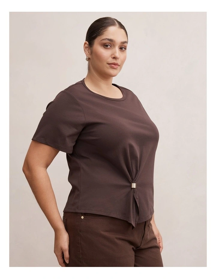Lani Hardware Detail T-shirt in Chocolate image 3