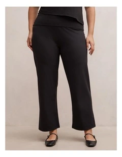 Wren Fold Waist Wide Leg Pants in Black