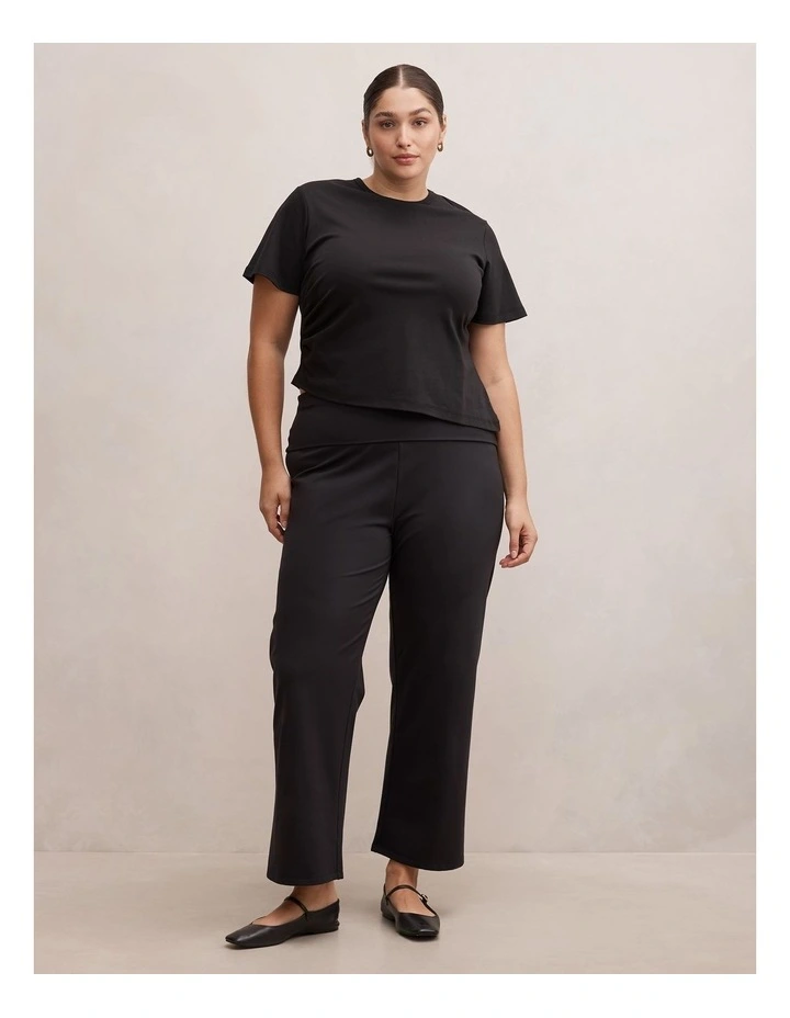 Wren Fold Waist Wide Leg Pants in Black image 5