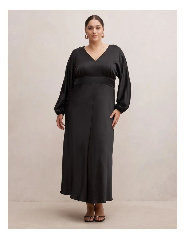 Vera Draped Batwing Maxi Dress in Black image 1