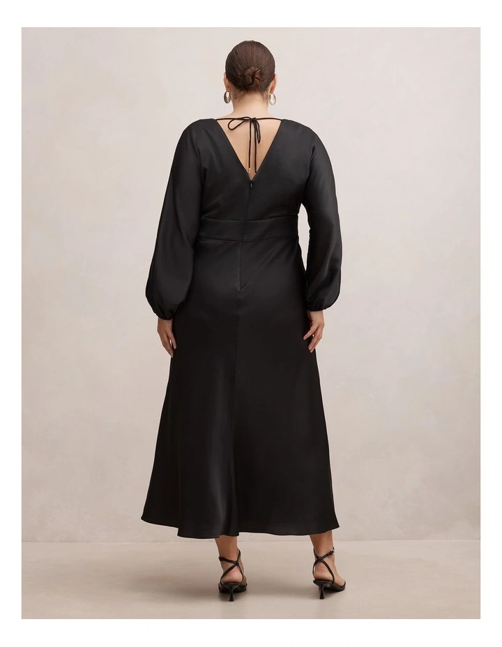 Vera Draped Batwing Maxi Dress in Black image 2