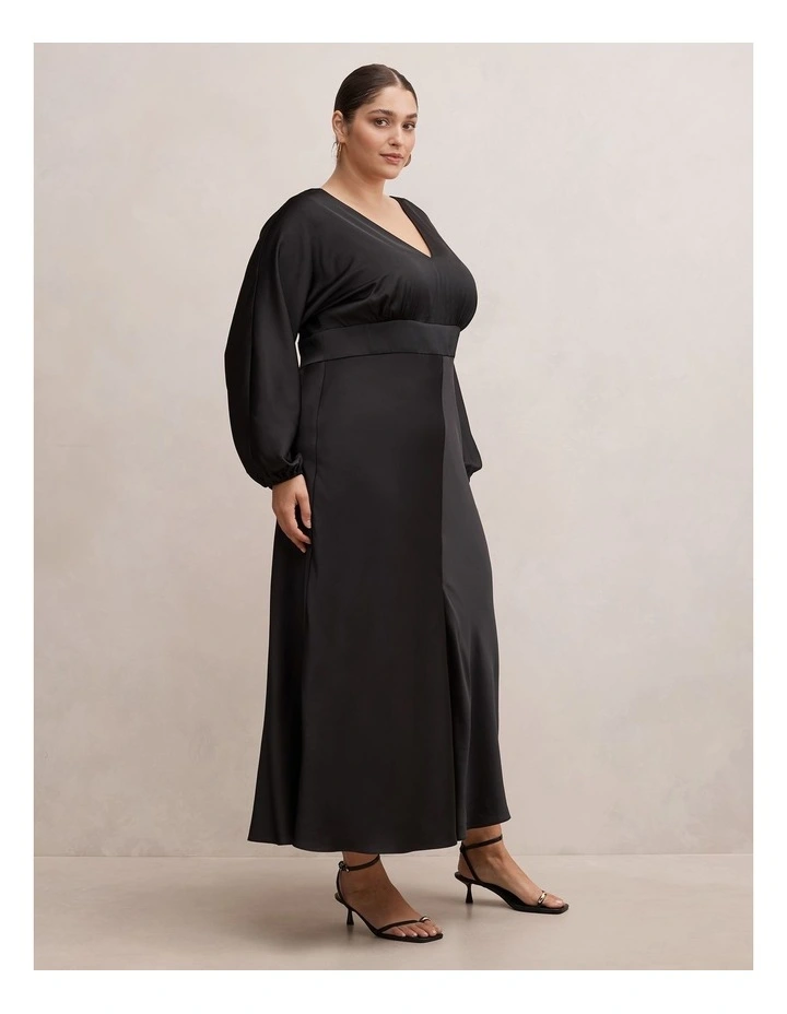 Vera Draped Batwing Maxi Dress in Black image 3
