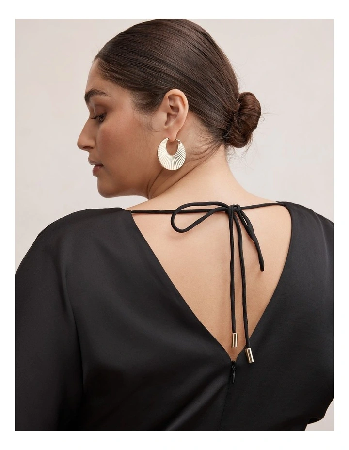 Vera Draped Batwing Maxi Dress in Black image 4