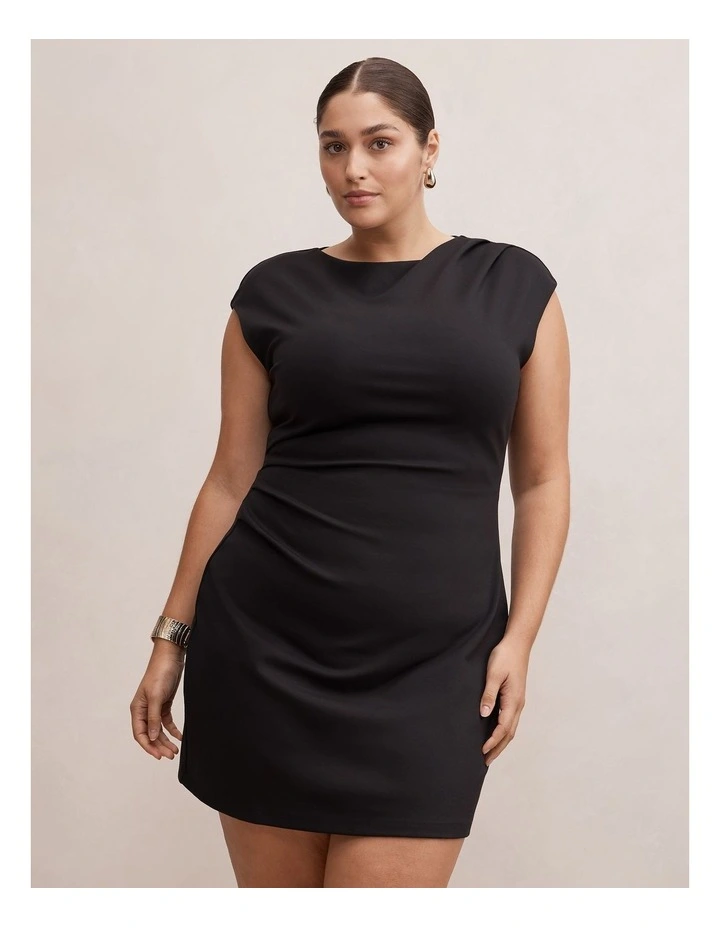 Carly Sleeveless Tuck Mini Dress in Black image 1