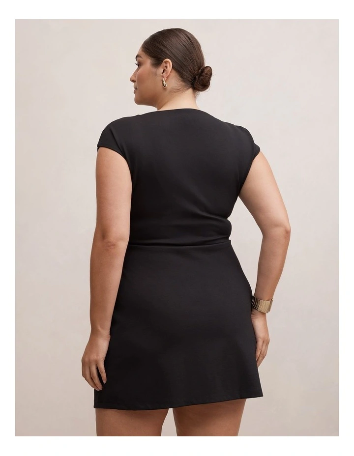 Carly Sleeveless Tuck Mini Dress in Black image 2