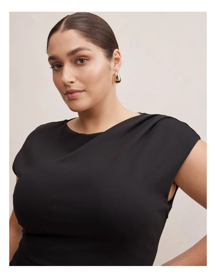 Carly Sleeveless Tuck Mini Dress in Black image 4