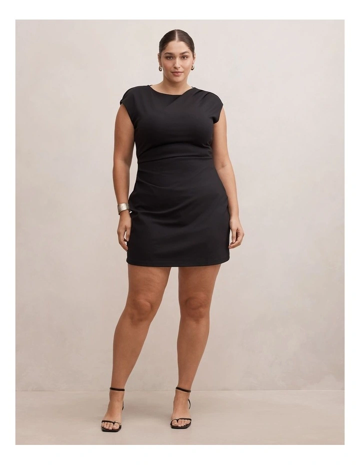 Carly Sleeveless Tuck Mini Dress in Black image 5