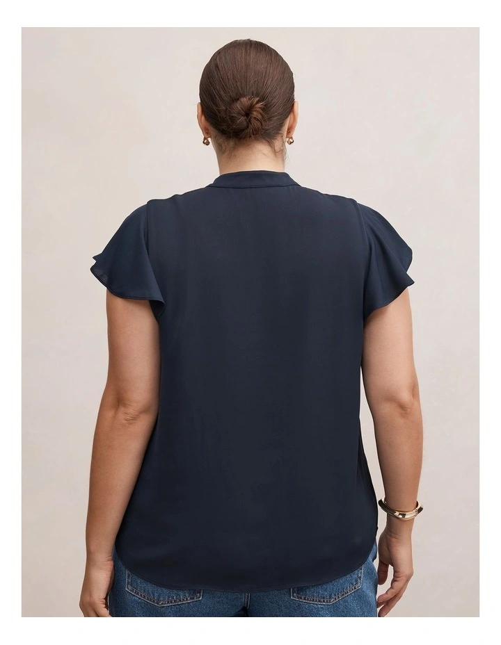 Jennie Flutter Sleeves Blouse in Navy image 2