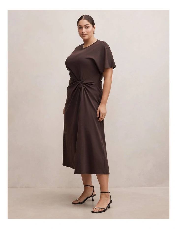 Rose T-shirt Twist Midi Dress in Chocolate image 3