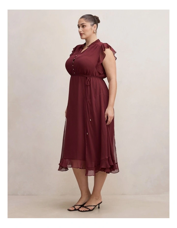 Maxwell Flutter Sleeves Midi Dress in Purple image 3