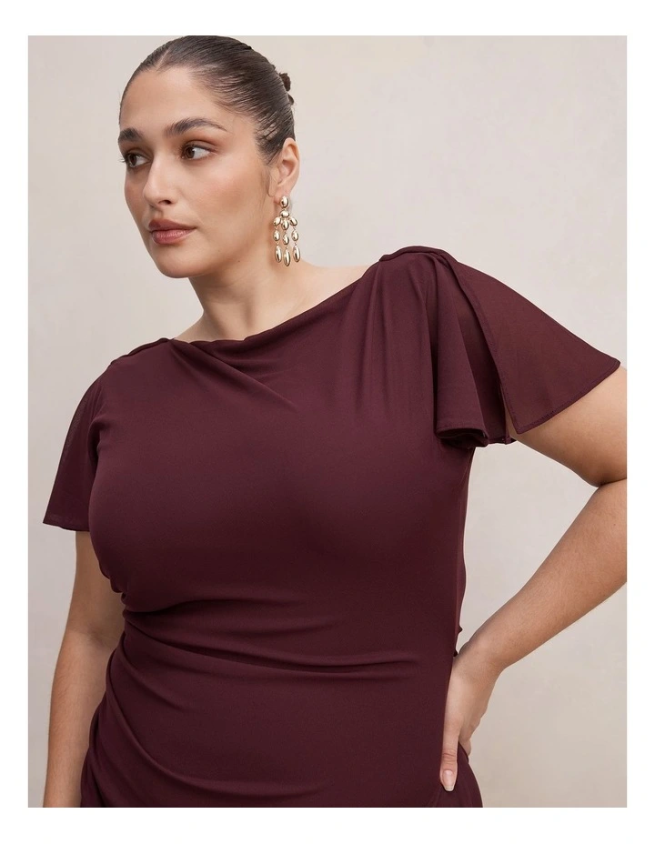 Trish High Neck Jersey Dress in Purple image 4