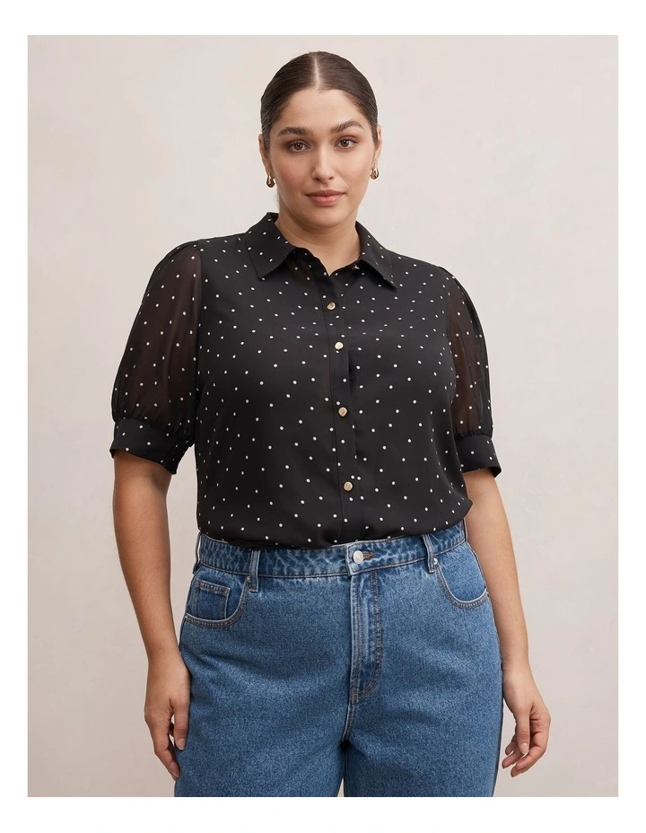 Faye Short Sleeves Blouse in Black image 1
