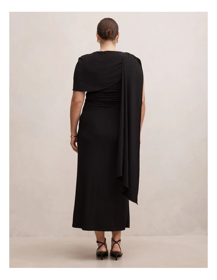 Kosa Cape Scarf Maxi Dress in Black image 2