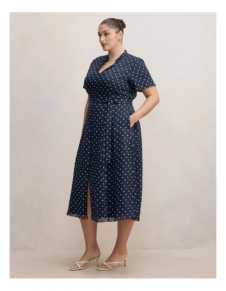 Therese Short Sleeves Midi Dress in Blue image 3